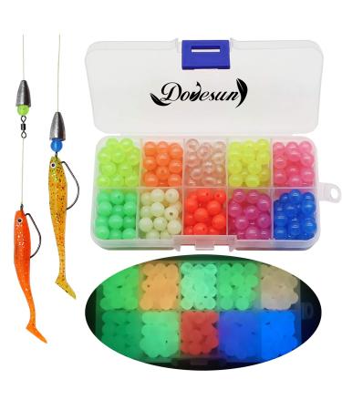 Dovesun 220/104/80/54pcs Foam Floats Pompano Rigs Fishing Rig Floats Fly Fishing  Floats Bright Color Round, Bullet, Cylindrical with Tackle Box  A-Round-104pcs