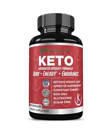 Keto Weight Loss Diet Pills : Rapid Fat Burner Metabolism and Energy Ketosis Diet Pills for Men and Women - All Natural Gluten/Sugar Free Supplements with Raspberry Ketones - 60 Veggie Capsules (1)
