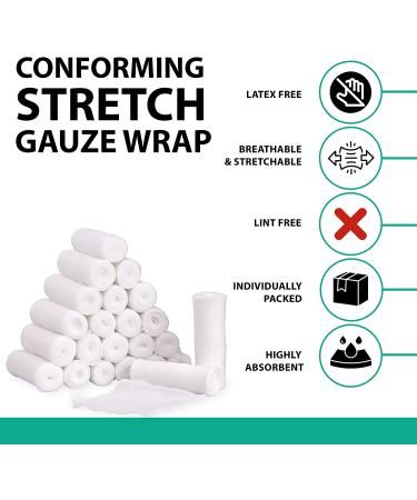 D&H Medical Pack of 36 Gauze Bandage Roll 3 Inches x 4 Yards