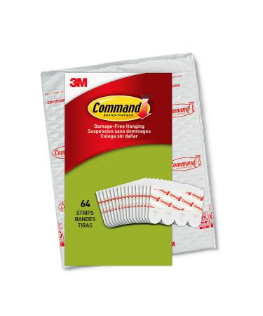 Command Poster Strips, Damage Free Hanging Poster Hangers, No Tools Wall Hanging Strips for Posters, 64 White Command Adhesive Strips 64 Strips