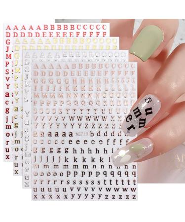 JMEOWIO 8 Sheets Glitter Letter Nail Art Stickers Decals Self-Adhesive Pegatinas U as English Alphabet Nail Supplies Nail Art Design Decoration Accessories Number