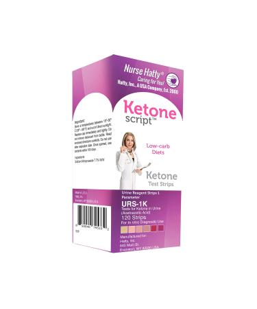 Nurse Hatty 120ct. Ketone Test Strips - Fitting for Low-carb Diets - URS-1K - Ketone Script - Long Strips