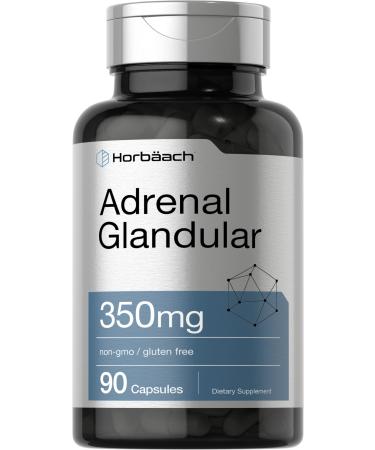 Raw Adrenal Glandular | 350 mg | 90 Capsules | Non-GMO, Gluten Free Supplement | by Horbaach