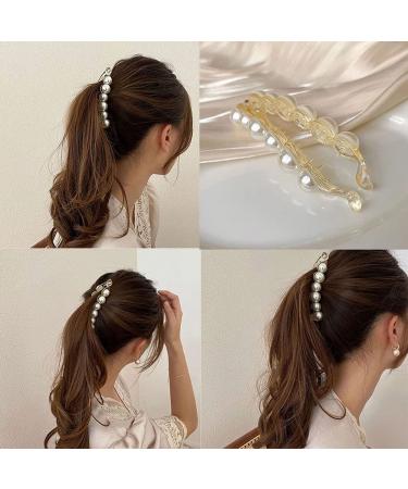 6 Pieces Artificial Pearl Hair Claw Clips Champagne Retro Hair Clamps  Medium Small Non Slip Barrettes Decorative Hair Clips Hair Accessories for  Women Girls 6 Styles