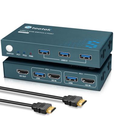 Steetek USB 3.0 KVM Switch 2 Computers 1 Monitor 4K 60Hz HDMI 2