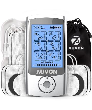  AUVON 24 Modes Dual Channel TENS Unit Muscle Stimulator with 2X  Battery Life, Rechargeable TENS Machine for Pain Relief, Belt Clip,  Continuous Time Setting, Portable Bag, Cable Ties, 10 Electrode Pads 