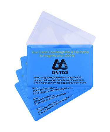 Outus 4 Pack Plastic Reading Magnifier Lens Credit Card Size Magnifier Wallet Pocket Lens Firestarter (300% Magnifier Lens)