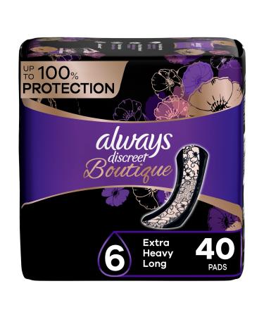 Always Discreet Boutique, Incontinence & Postpartum Underwear For Women, Low -Rise, Size Large, Black, Maximum Absorbency, Disposable, 20 Count Black Low  Rise Large (20 Count)