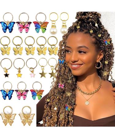 NAISKA 20PCS Butterfly Hair Clips Dreadlock Accessories Hair Jewelry for  Women Braid,Hair Cuffs Charms Rings Braid Clips Golden Butterfly Hair