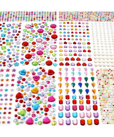 MYDBUYSOME 880pcs Gem Stickers Rhinestones for Crafts - Self Adhesive Jewels  Stickers, Acrylic Gems DIY Craft Decorative