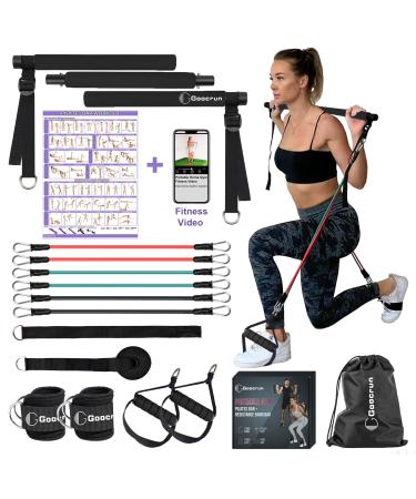 Goocrun Portable Pilates Bar Kit with Resistance Bands for Men and
