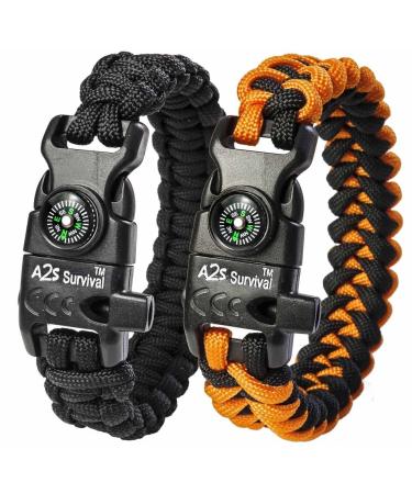 5 in 1 Adjustable Paracord Emergency Bracelet Fire Starter, Compass, Whistle, and More, Women's, Size: 1 Black Bracelet