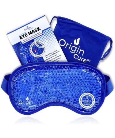 Origin Cure Gel Eye Mask Reusable Cold Eye Mask Eye Ice Pack Eye Mask Cold Compress Cooling Eye Mask for Puffy Eyes Allergies Sinuses Dark Circles Stress Relief Migraine Eye Surgery (Blue)