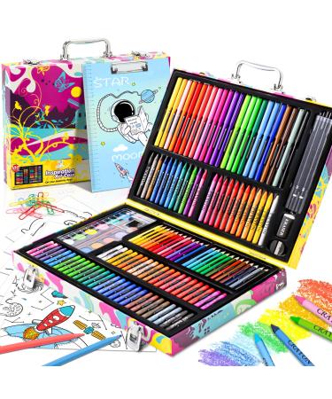POPYOLA Art Supplies Drawing Painting Art Kit with Clipboard and Coloring Papers Gifts Art Set Case with Oil Pastels Crayons Colored Pencils Watercolor Cakes Fairy Tale