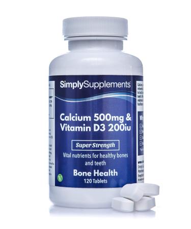 Calcium Tablets with Vitamin D | High Strength Supplements for Bones & Teeth | Vegetarian Friendly | 500mg of Calcium and 200iu of Vitamin D3 | 120 Tablets 3 Month Supply | Manufactured in The UK