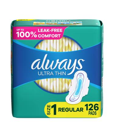  Always Pure Cotton, Feminine Pads For Women, Size 1 Regular  Absorbency, Multipack, With Flexfoam, With Wings, Unscented, 28 Count x 3  Packs (84 Count total) : Health & Household