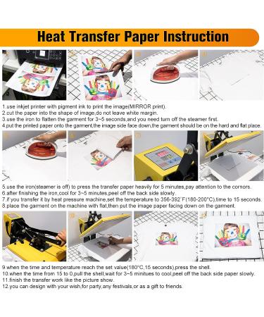 T-Shirt Sublimation Heat Transfer Photo Paper Light dark black Fabric  Transfer Paper for Cotton Garment