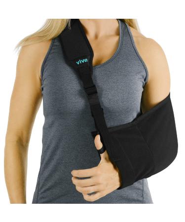 Vive Arm Sling - Medical Support Strap for Collar Bone Rotator Cuff  Shoulder Injury - Adjustable Breathable and Lightweight Immobilizer - Padded for Left Right - For Elbow Dislocation and Sprain Standard