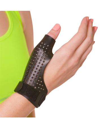 BraceAbility Hard Plastic Thumb Splint | Arthritis Treatment Brace to Immobilize & Stabilize CMC, Basal and MCP Joints for Trigger Thumb, Tendonitis Pain, Sprains (Medium - Right Hand) Medium Right