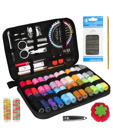 Sewing Kit for Adults and Kids 24 Color Threads Beginners Sewing Supplies  Filled Sewing Needle and Thread Kit Scissors Thimble and Clips Etc for