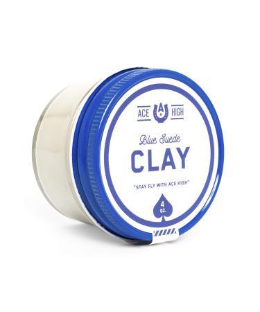Ace High Blue Suede Hair Clay, Strong Hold, Satin to Matte Finish, Adds Texture and Thickness, 4oz