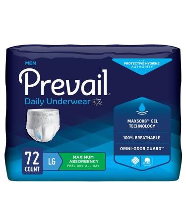 Prevail Proven | Large Pull-Up | Men's Incontinence Protective Underwear | Maximum Absorbency |18 Count (Pack of 4) Large (72 Count)