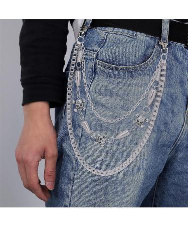 Punk Street Side Hanging keychain trousers pants Jeans Skirt chain For Men  Women Boys Girls Multi 3 Layer Wallet Belt Chains Hip Hop