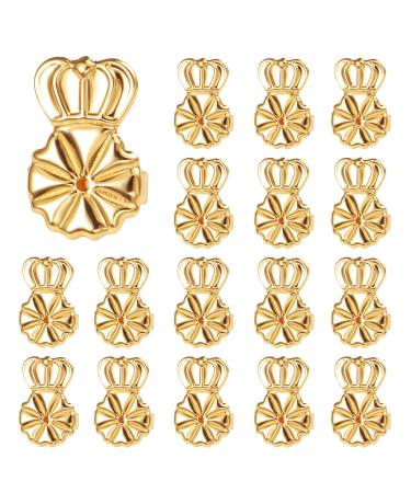 6 Pairsearring Lifters, Adjustable Hypoallergenic Earring Secure Backs, 18K Gold Plated, Sterling Silver, Heart-shaped, Crown & Clover Style