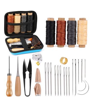 Leather Sewing Kit Set of 21 Leather Working Tools Upholstery Repair Kit  for DIY Bookbinding Crafts and Leather Sewing, Shoe Repair