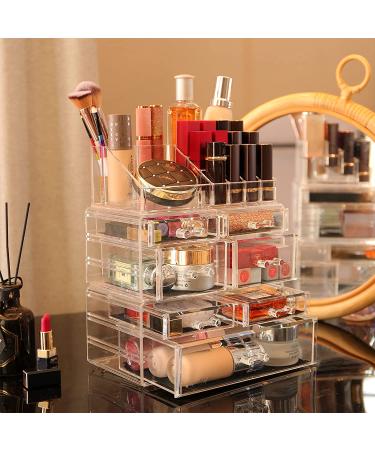 Cq acrylic 2PCS Clear Containers for Organizing 7 Drawers Stackable Dresser  Bathroom Organizers And Storage For Jewelry Hair Accessories Nail Polish