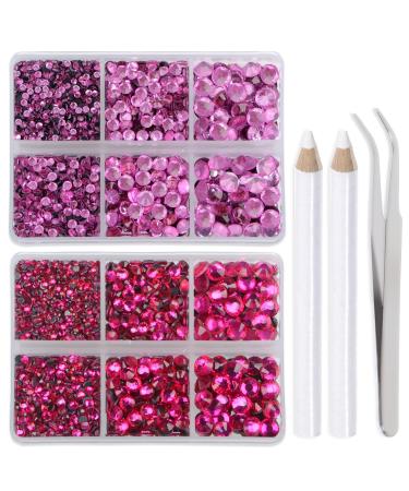 LPBeads 6400 Pieces Hotfix Rhinestones Clear Flat Back 5 Mixed Sizes  Crystal Round Glass Gems with Tweezers and Picking Rhinestones Pen Mix  SS6-SS30 Clear