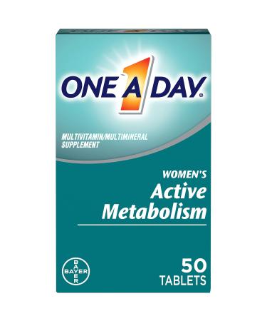 One A Day Womens Active Metabolism Multivitamin, Supplement with Vitamin A, Vitamin C, Vitamin D, Vitamin E and Zinc for Immune Health Support*, Iron, Calcium, Folic Acid & more, 50 Count