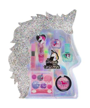 Townley Girl Unicorn Makeup Set with 8 Pieces, Including Lip Gloss, Nail Polish, Body Shimmer and More in Unicorn Bag, Ages 3+ for Parties, Sleepovers and Makeovers