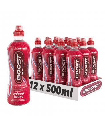 Boost Sport Drink Mixed Berry Flavour 500ml x 12 pack Bottles with Resealable Caps Isotonic Sports Drink with Added B Vitamins for Effective Hydration Mixed Berry 12 x 500ml