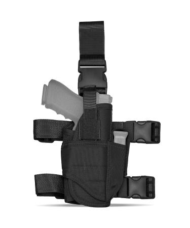 Tacticon Universal Drop Leg Holster | Combat Veteran Owned Company | Tactical Thigh Holster with Mag Pouch | 500D Nylon Adjustable 1911 Gun Holster Fits Any Size Pistol or Glock 19 19x 17 21 43x P320 Tactical Black Right-H