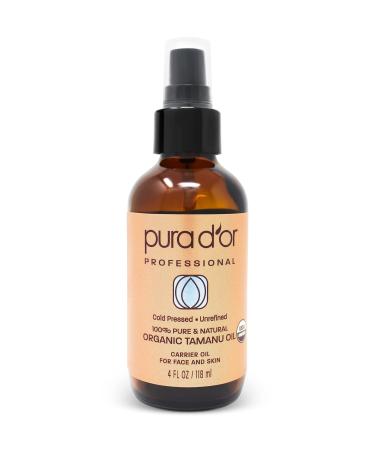 PURA D’OR Tamanu Oil (4oz / 118mL) USDA Organic Certified 100% Pure Natural Hexane Free Premium Grade Moisturizer - Helps Reduce Appearance of Scars from Psoriasis, Eczema & Acne (Packaging may vary)