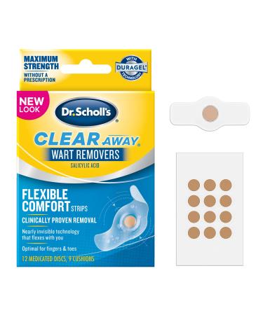 Dr. Scholl's ClearAway Wart Remover with Duragel Technology 9ct / Clinically Proven Wart Removal of Common Warts with Discreet Thin and Flexible Cushions Optimal for Fingers and Toes