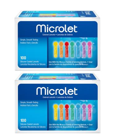 Microlet Colored Lancets, 100 Count (2 Pack)