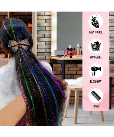 Tinsel Kit with Tools Fairy Hair Tinsel Heat Resistant Sparkling Shiny  Tinsel Hair Extensions Colorful Hair Tinsel strands Kit - AliExpress
