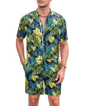 COOFANDY Men's Linen Shirts Short Sleeve Casual Shirts Button Down Shirt  for Men Beach Summer Wedding Shirt Light Green X-Large