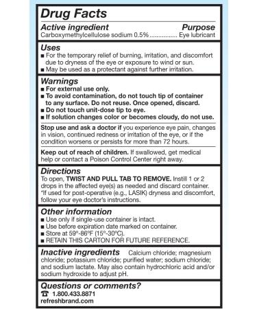 Refresh Plus Lubricant Eye Drops, Preservative-Free, 0.01 Fl Oz Single-Use  Containers, 50 Count, Packaging May Vary