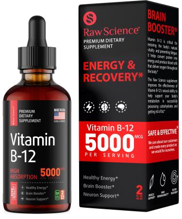 Vitamin B12 Liquid Drops Sublingual 5000mcg  Methyl & Methylcobalamin Supplements for Women and Men  Mood & Energy Booster  Methylated B 12 for Metabolism & Health Support  Maximum Absorption Formula
