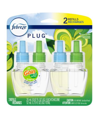Febreze Plug In Air Freshener And Odor Eliminator, Scented Oil Refill, Gain Original Scent, 0.87 Fl Oz (Pack of 2) 2 Refills