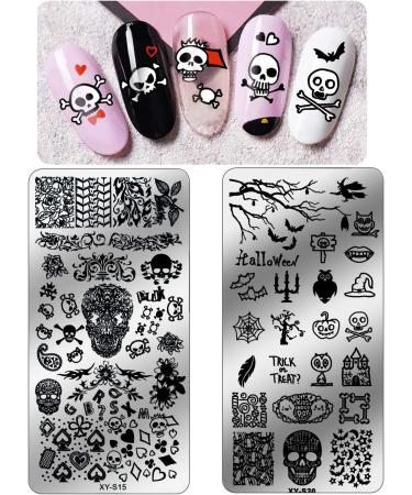Rolabling Nail Stamping Plates Halloween Theme Castle Bat Image Templates  Nail Art Plate Manicure Printing Design DIY (HA002)