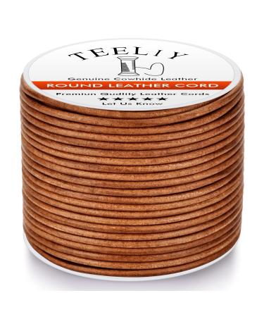TeeLiy 3mm Flat Genuine Leather Cord Strip Cord Braiding String Tan for Jewelry Making Leather Shoe Lace Arts & Crafts (Tan_3MM_5Yards)