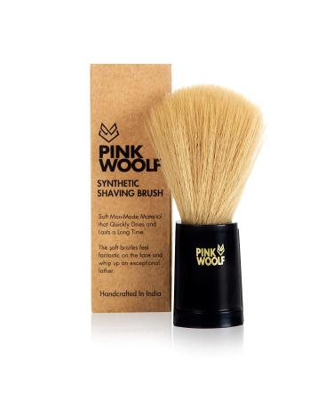 Pink Woolf Soft Bristles Shaving Brush for Men | Engineered Black Plastic Handle | Vegan Friendly Shave Brush | 22mm Knot |
