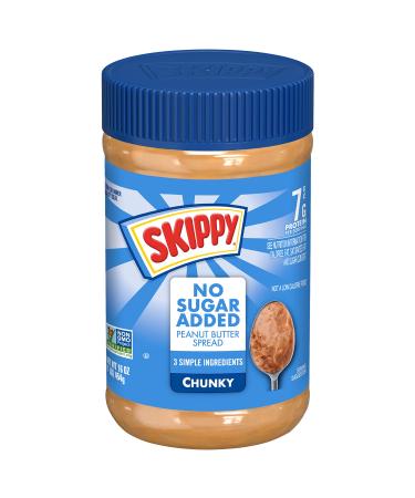 SKIPPY Peanut Butter Spread No Sugar Added, Chunky, 16 Ounce (Pack of 12)