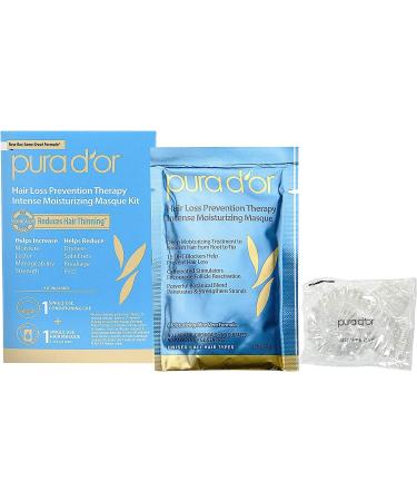 PURA D'OR Hair Thinning Therapy Masque (1 Pouch + 1 Conditioning Cap) Intense Moisturizing Hair Mask Treatment  Infused with Argan Oil  Biotin & Natural Ingredients  1.5 Fl Oz