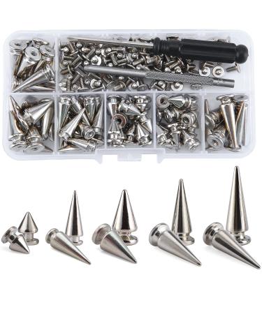 YORANYO 30 Sets 5/16 Height Spikes and Studs 8MM Handbag Feet Silver Color  Barrel Spikes