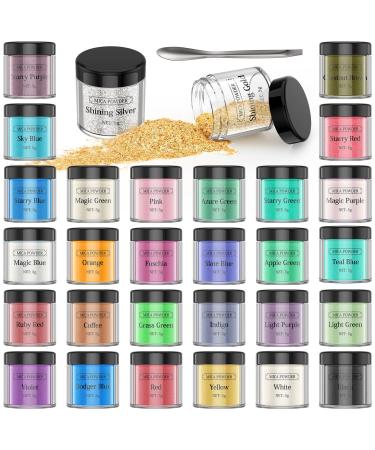Mica Powder 60 Colors Mica Powder Epoxy Set Resin Pigment Powder Natural  Pearlescent Color for Soap Making Epoxy Resin Dye Slime Pigment Nail Polish  Cosmetic Pigment Powder Paint Powder Set. 60 bags